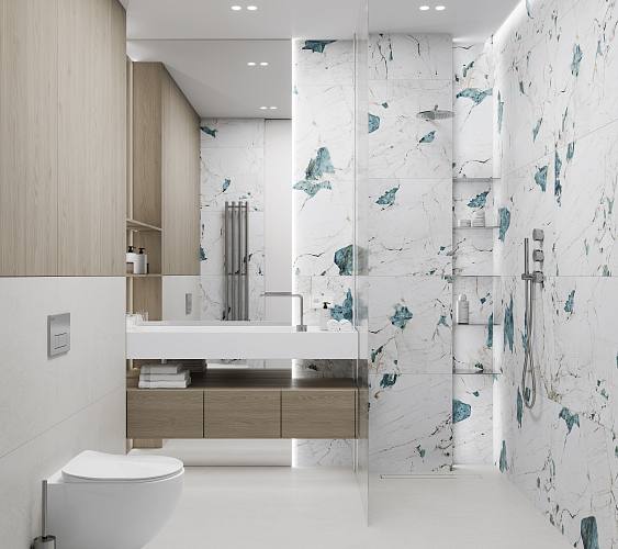 Crackstone Aqua Керамогранит бирюзовый 60х120 лаппатированный шайн