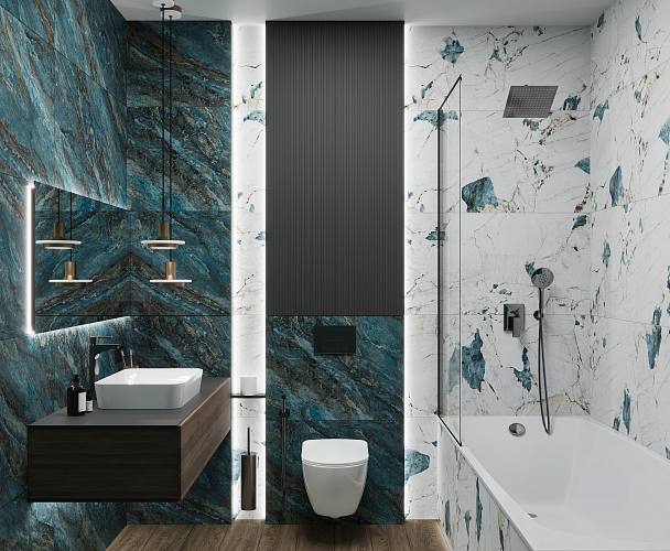 Beam Turquoise Керамогранит бирюзовый 60х120 лаппатированный шайн