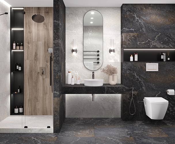 Blaze Nero Керамогранит графитовый 60х120 Сатинированный Карвинг