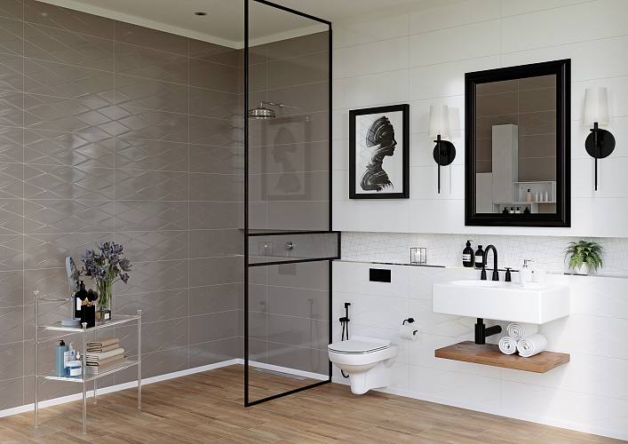 Vegas Плитка настенная рельеф серый (VGU092) 25x75